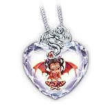 Ruby Fairy Crystal Heart Pendant Necklace by The Bradford Exchange