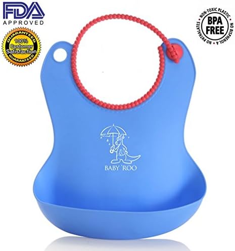 #1 HOME and Travel BIB ✮ 2-PACK (Blue/Green) Rainy Day Waterproof Baby Bibs with Pocket for Catching Messy Spills or Holding Snacks - Perfect for Boys and Girls - Stain-resistant - Easily Wipes Clean or Top Level Dishwasher Safe - Convenient Snap Closure to Fit Growing Babies - 100% SATISFACTION GUARANTEE and FREE Baby food recipes E-book