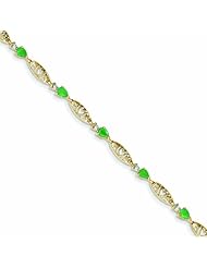 1.5 Carat 14K Gold Diamond and Emerald Pearshape Bracelet