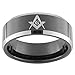 King Will 8mm Black Men's Tungsten Carbide Ring Polished Masonic Compass Square Free Mason