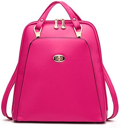 HUOHONGMEIGUI Women PU Leather Backpack Rose