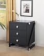 Z-Bedroom 3-Drawer Chest - Textured Black with Silver Trim & Pulls, & Hi-Sheen Poly Black Top By Powell Furniture
