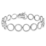 Sterling Silver Diamond-Accent Circle Link Bracelet