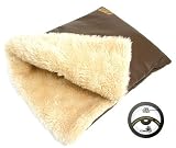 (40 Winks) Comfurt Cat Sleeper Leather/Fur (Brown/Beige) 19 x 16