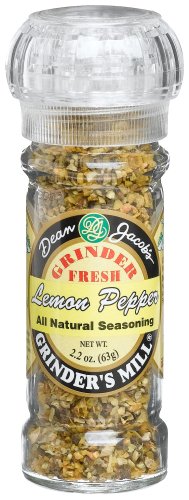 Dean Jacobs Lemon Pepper Seasoning, 2.2-Ounce Grinder Jars (Pack of 6) by Dean Jacobs