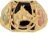 Authentic! 10k Yellow-gold Black Hills Gold Men's onyx Horseshoe Ring