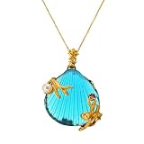 Tagliamonte 14k Yellow Gold Blue Venetian Glass Shell Pendant, 18