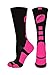 MadSportsStuff Football Logo Crew Socks, Large, Black/Neon Pink