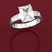 Silvertone Emerald-cut CZ with Square Side Stones Ring