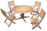 Review Firman Leisure Ltd  / Attractive Hardwood Round Garden Dining Set comprising a Table with beautiful circular design top and pedestal leg arrangement with 4 Portland Folding Armchairs