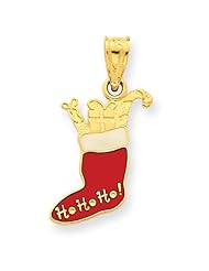 14k Gold Enameled Christmas Stocking Charm