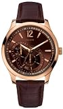 Guess #U10627G1 Men's Contemporary Brown Leather Multi Function Watch