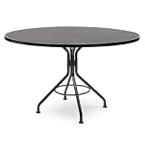 Woodard Commercial Grade Wrought Iron Patio Dining Table Size-Color - 36 in. Round with Umbrella Hole - Hammered Pewter
