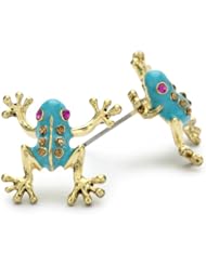 Betsey Johnson Teal and Gold Frog Stud Earrings