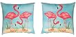 Flamingo Friends Indoor/Outdoor Weather Resistant Fabric Pillows (Set of two 20 inch)