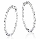 1.40 ct. TW Large Round Diamond Inside/Outside Hoop Earrings in 14k