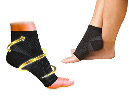 AOLIKES Set of 2 Compression Foot Ankle Angel Sleeve - Heel Pain, Plantar Fasciitis (Small/Medium)