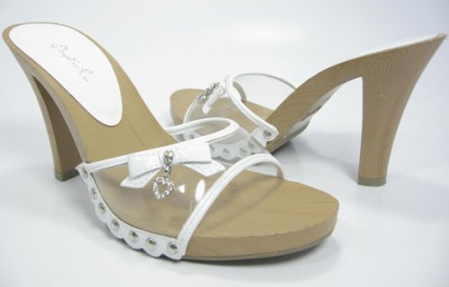 Clear White Slides Hearts Sandals Sexy! Womens Picture