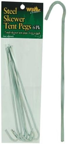 Steel Tent Skewer Stake Pegs 7-inch, 6-pc Set