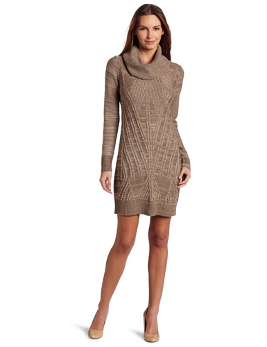 Jessica Simpson Women's Cowl Neck Sweater Dress, Taupe, X-Small