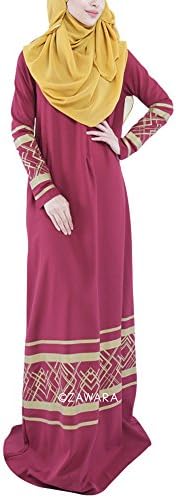 Heart1st Women's Muslim Maxi Dress Islamic Dress (L, RED)