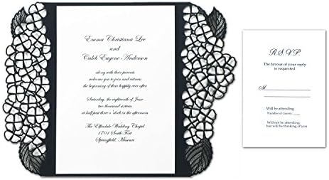 Intricutz Laser Cut Hydrangeas Folder Invitation Kit with Envelopes, 25-Pack (HYDRANNVY80WHT80ENV)