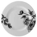 Royal Worcester Black Peony Bread and Butter Plate 6- 1/2 inch