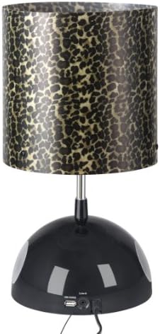 LighTunes LS1000-LPD-BT Bluetooth Speaker Lamp with Alarm Clock, FM Radio, and USB Charging Port, Leopard Shade