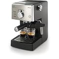 Saeco - Cafetera Espresso Class Hd832501, Manual, 15 Bares, Deposito Agua 1,2L, Apta Monodosis, Tubo Vapor Inox., Calienta Tazas. Negro, Frontal Inox.