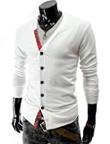 TheLees (GD52) Mens Casual Slim Fit Check Patched Cardigan