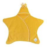 from Tuppence and Crumble Tuppence and Crumble soft fleece Baby Star Wrap Yellow with Cream Stitching