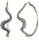 Lucky Brand Wild Things Silver-Tone Textured Snake Hoop Earrings