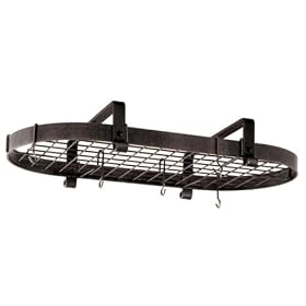 Enclume Oval Hammered Steel Low-Ceiling Pot Rack