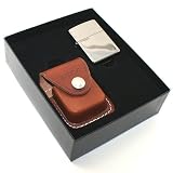 Zippo Black Ice And Leather Pouch Gift Set