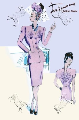 Art Poster, Dressy Evening Suit with Hat and Veil - 18.75 x 27.5
