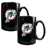 2 Pc Miami Dolphins Coffee Mug Set - Black by Great Amreican Products
