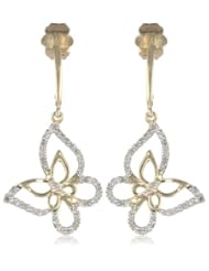 10k Yellow Gold Diamond Butterfly Earrings (1/10 cttw, I-J Color, I2-I3 Clarity)