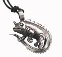 Horned Lizard Iguana Chameleon Silver Tone Pewter Pendant