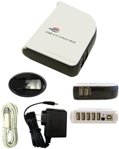 Kuhl Cable USB 2.0 High Speed Desktop Hub, Black and White, 7 Port, Self Powered, Multi TT