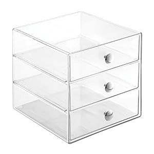 InterDesign 3-Drawer Multipurpose Storage Container with Knobs, Clear