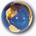 Blue Earth Marble With 22k Gold Continents, Recycled Glass, 1 Inch Diameter