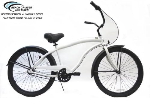 Dexter 26" Wheels Shimano Nexus Internal 3-Speed Aluminum Beach Cruiser in Flat White with Black Wheels