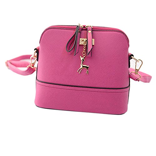Outtop Women Messenger Bags Vintage Small Shell Leather Handbag Casual Bag (E)