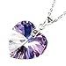 Sterling Silver Vitrail Light Heart Pendant Necklace, 16'' with 2