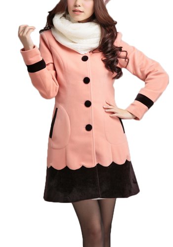 (ゴールドジャパン)Goldjapan 大きいサイズ レディース アウター コート ステンカラー ミディアム バイカラー ポケット 襟付き 可愛い