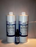 35% H2o2 Hydrogen Peroxide Food Grade Certified 2 Bottles 16 oz Each Plus a 1 FREE 1 oz Bottle Glass Dropper