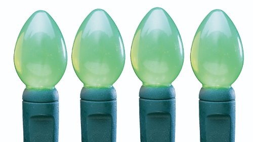 GKI Bethlehem Lighting 35-Light Pearlized C5 LED Light Set - Green Bulbs - Green Wire