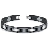 Sophisticated Tungsten And Ceramic Link Bracelet For Men