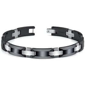 Sophisticated Tungsten and Ceramic Link Bracelet for Men