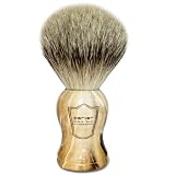 100% Silvertip Badger Bristle Shaving Brush with Faux Petrified Wood Handle and Free Brush Stand from Parker Safety Razor